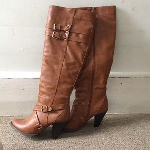Brown leather boots